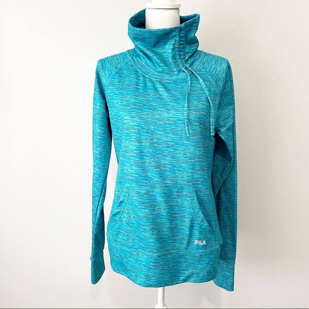 Fila Athletic cowl neck teal athleisure sweatshirt medium athletic